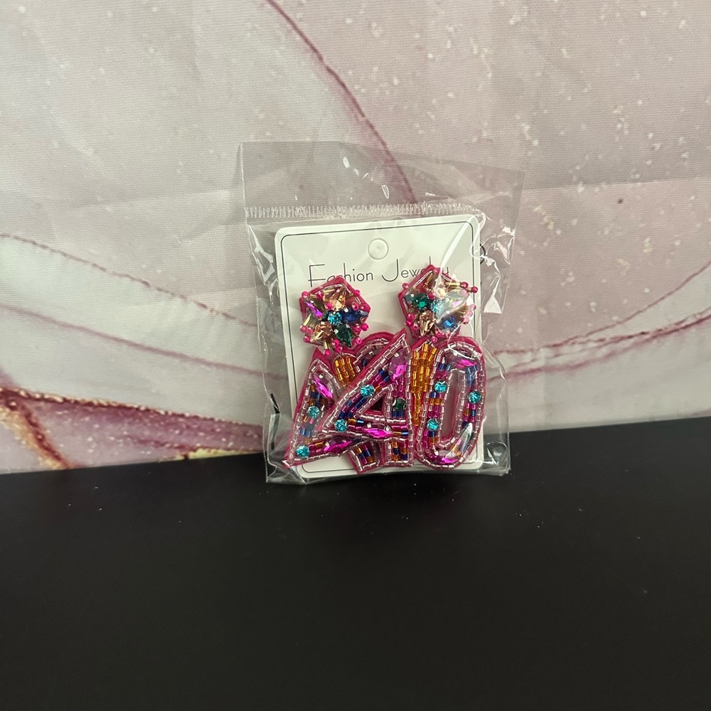 40TH BIRTHDAY BEADED EARRINGS NEW
